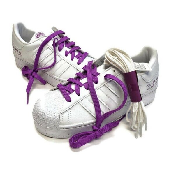 Adidas Originals Superstar Bold Lifestyle Sneakers Size 5.5 FY0129 White Purple - Picture 4 of 9